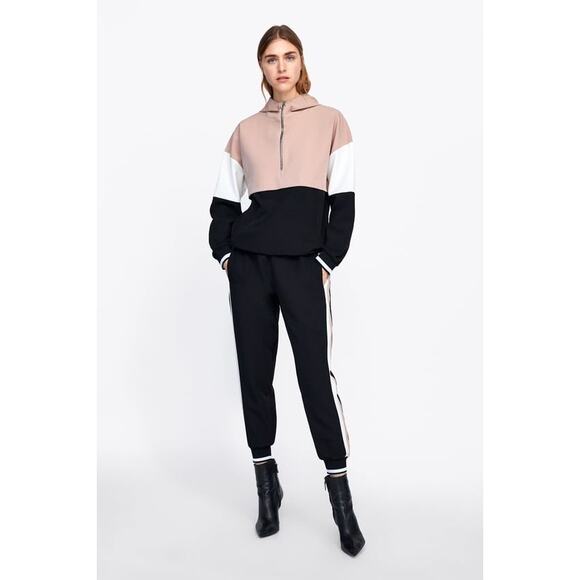 Zara Oversized Hoodie Lightweight Half Zip Jacket Small Funnel Neck Pouch Pocket - Picture 12 of 16